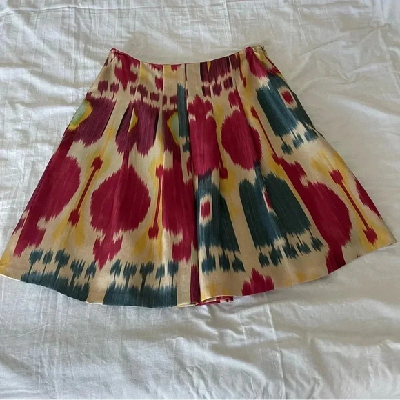 Lauren Ralph Lauren 100% Silk Pleated Skirt Southwestern Print Vintage Sz 6 - Picture 3 of 14